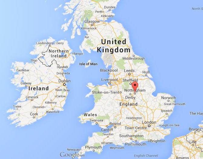 map of the uk with nottingham location