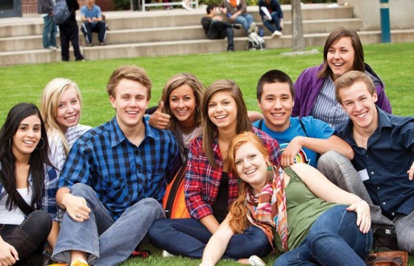 Students learning English in Canada during an international study programme
