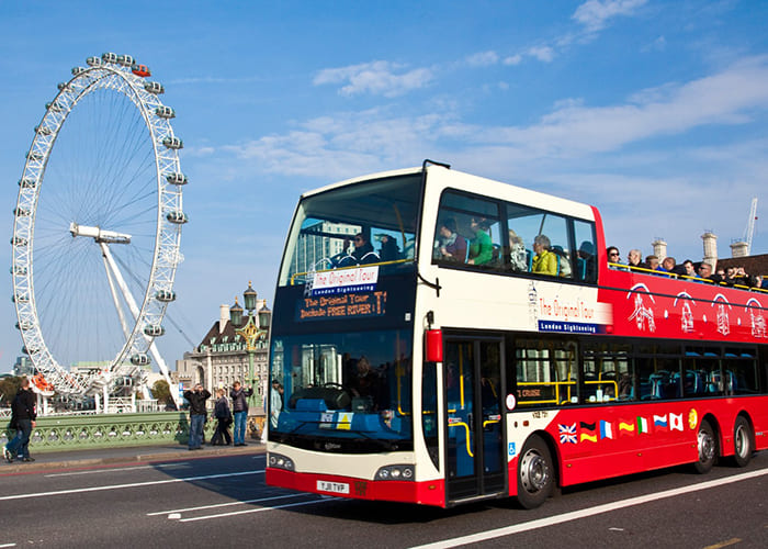 London bus tour next to the London eye