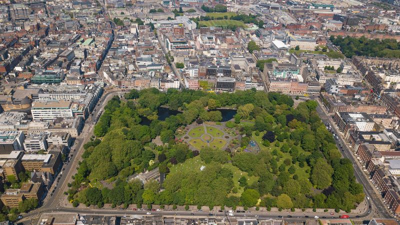 St Stephen’s Green aerial view Dublin