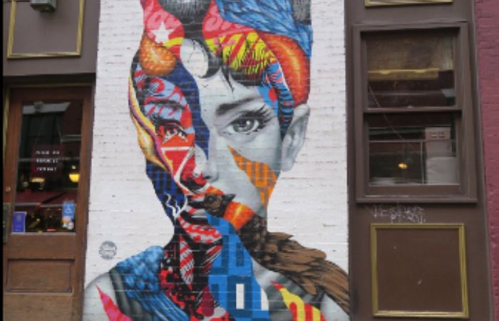 the famous Audrey Hepburn mural