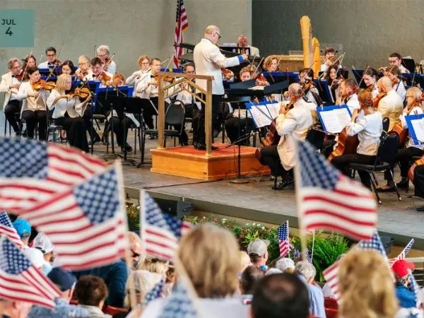 the celebrations at a 4th of july festival