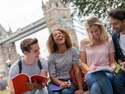 laughing on a study abroad trip