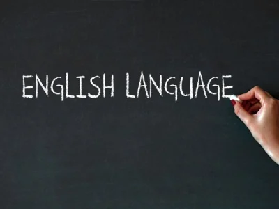 blackboard with english language written in chalk